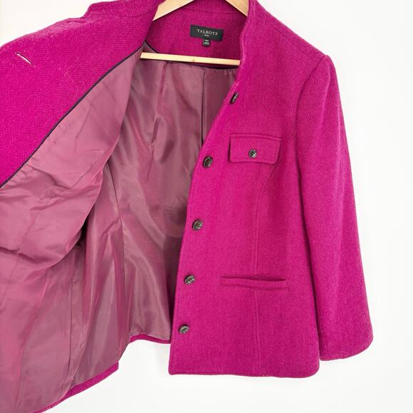 Talbots Wool Blend Band Collar Magenta Jacket - Picture 8 of 13